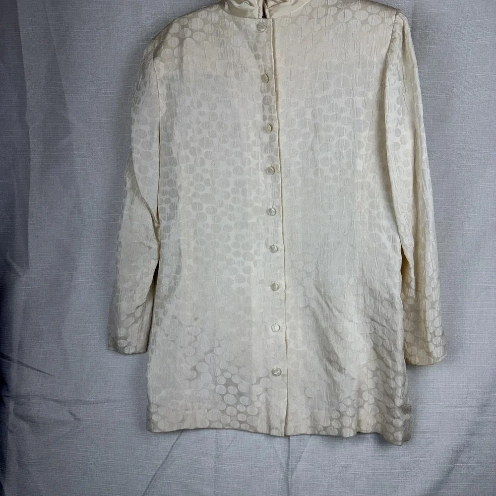 VTG Richard Warren Jacket Skirt Set Womens 10 White Silk Pleated Hem 2 Piece